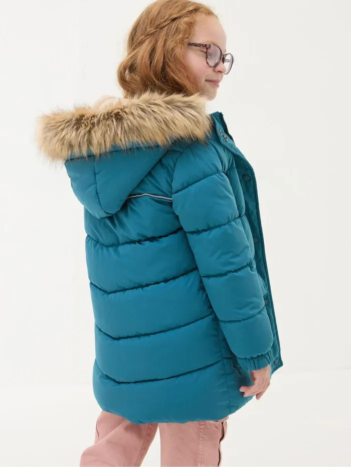 Fat Face Coats and Jackets Lily Dark Teal Blue Waterproof Longline Padded Coat 8211 Kids