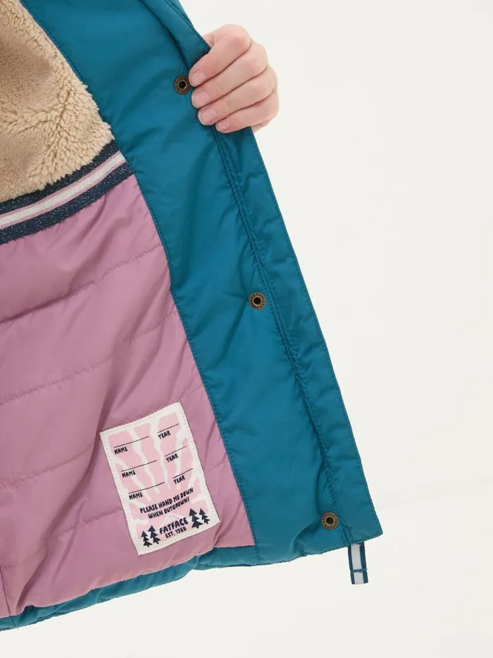 Fat Face Coats and Jackets Lily Dark Teal Blue Waterproof Longline Padded Coat 8211 Kids