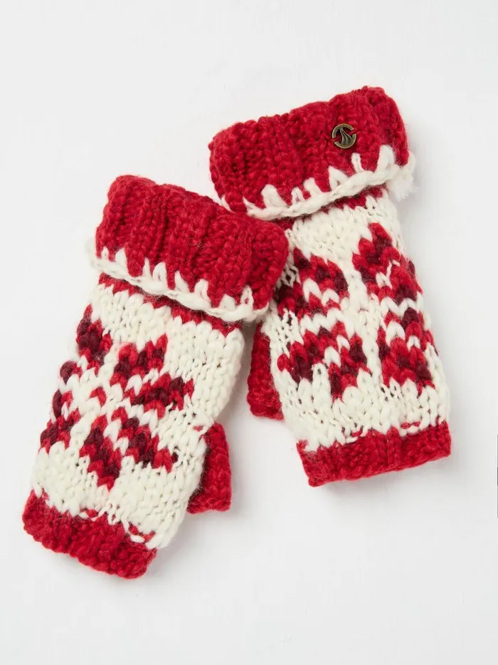 Fat Face Gloves Red Snowflake Cuffs 8211 Women