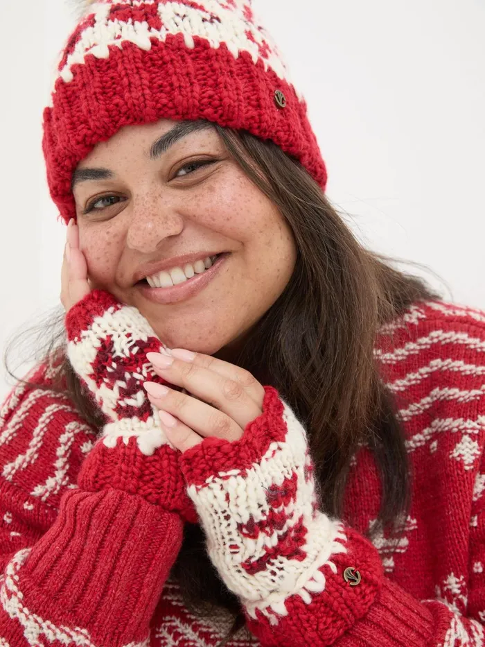 Fat Face Gloves Red Snowflake Cuffs 8211 Women