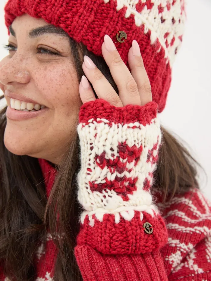 Fat Face Gloves Red Snowflake Cuffs 8211 Women