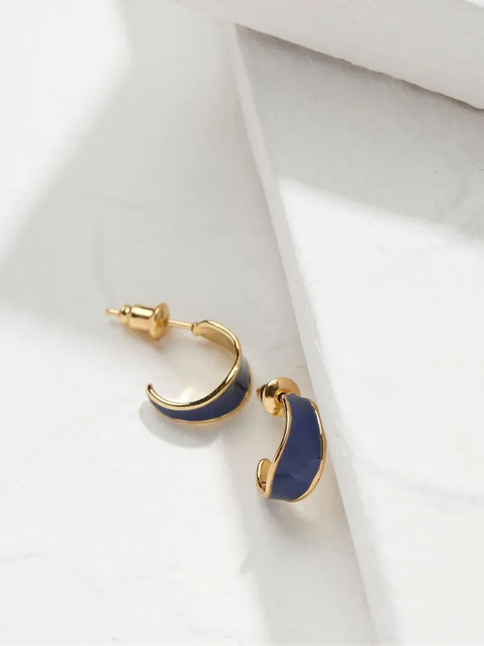 Fat Face Jewellery Blue Enamel Huggy Hoops 8211 Women