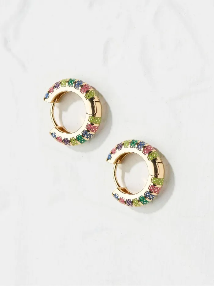 Fat Face Jewellery Gold Enamel Hoop Earrings 8211 Women