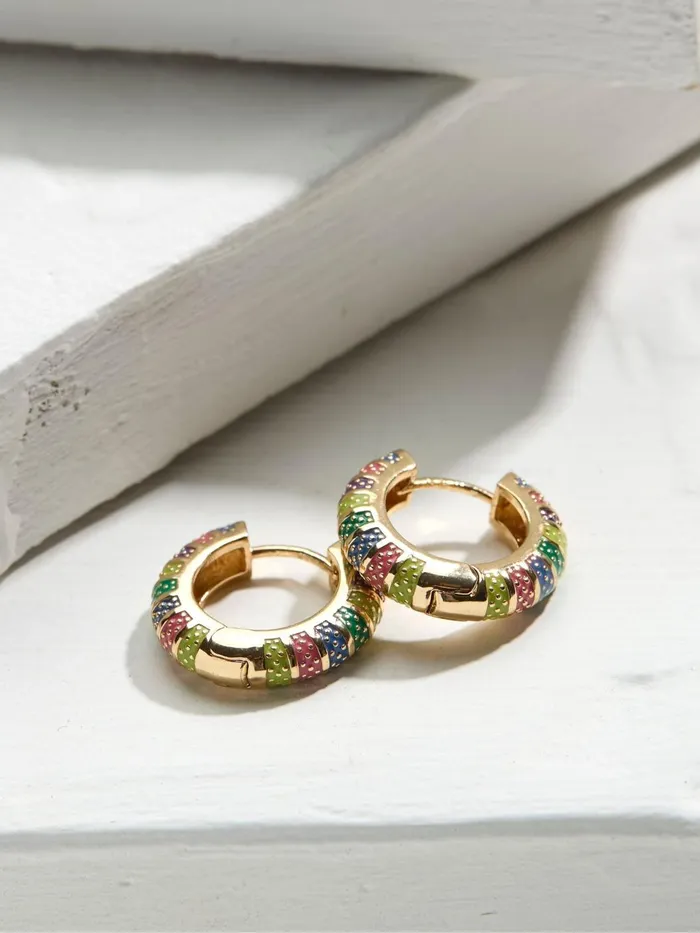 Fat Face Jewellery Gold Enamel Hoop Earrings 8211 Women