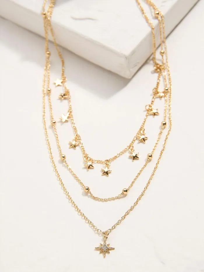 Fat Face Jewellery Gold Tone Multi Star Necklace 8211 Women