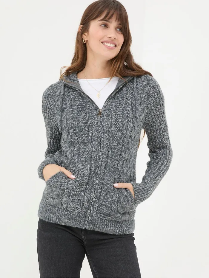 Fat Face Knitwear Alicia Charcoal Grey Hoodie 8211 Women