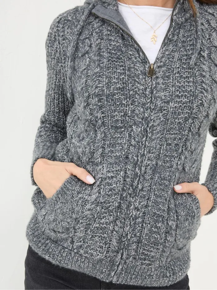 Fat Face Knitwear Alicia Charcoal Grey Hoodie 8211 Women