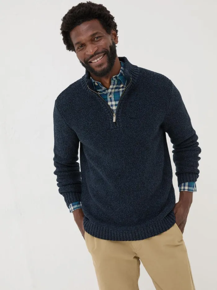 Fat Face Knitwear Blue Hove Knitted Half Neck Jumper 8211 Men