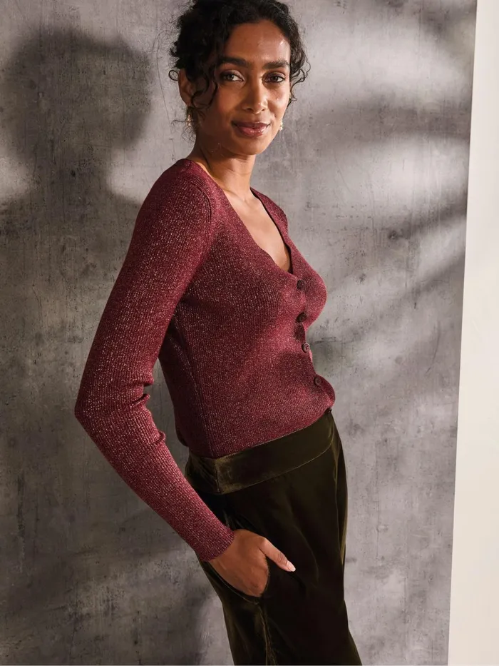 Fat Face Knitwear Dark Red Corine Cardigan 8211 Women