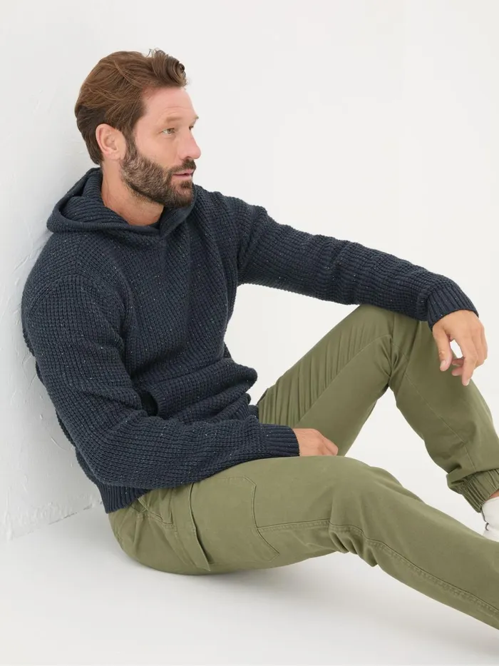 Fat Face Knitwear Navy Waffle Knitted Hoodie 8211 Men Fat Face Knitwear Navy Waffle Knitted Hoodie 8211 Men