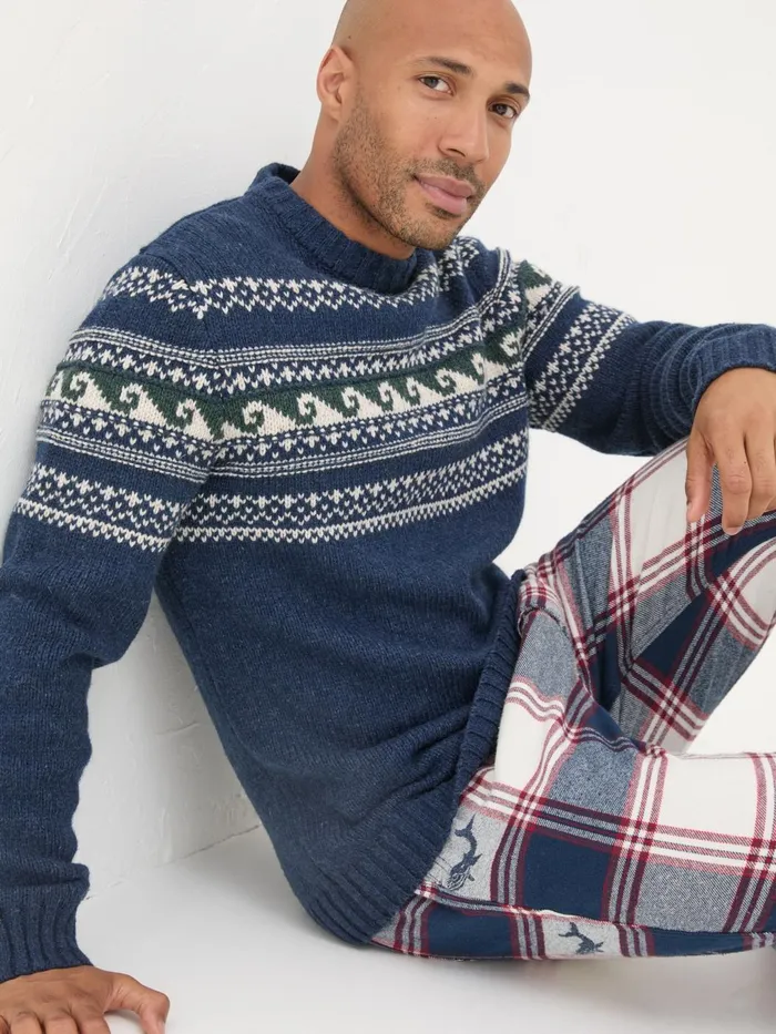 Fat Face Knitwear Navy Wave Knitted Jumper 8211 Men Fat Face Knitwear Navy Wave Knitted Jumper 8211 Men