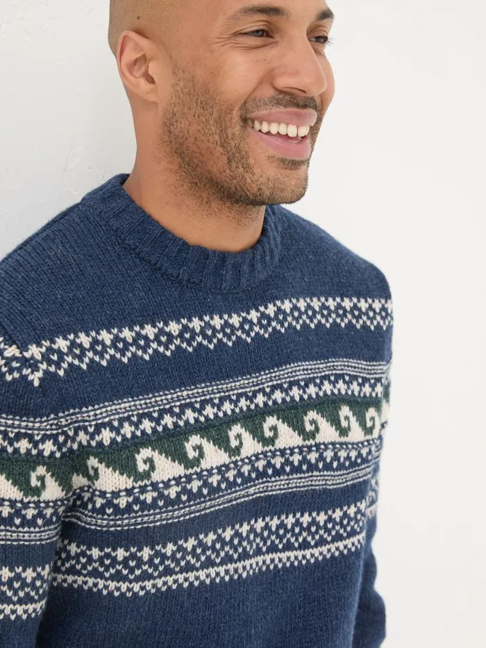 Fat Face Knitwear Navy Wave Knitted Jumper 8211 Men Fat Face Knitwear Navy Wave Knitted Jumper 8211 Men
