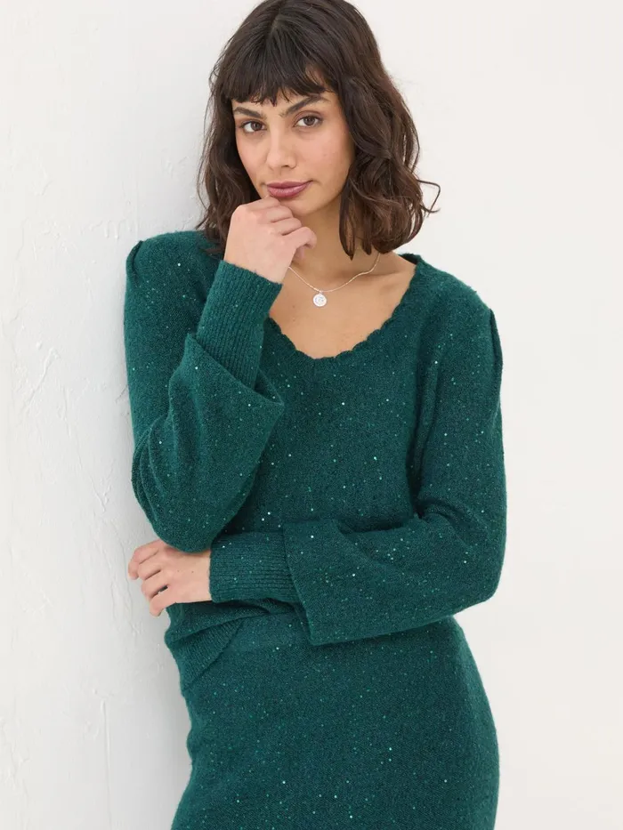 Fat Face Knitwear Teal Green Jasmine Jumper 8211 Women