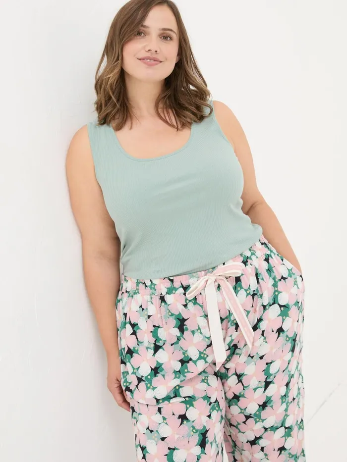 Fat Face Pyjamas and Nightwear Green Haze Rib Lounge Vest 8211 Women