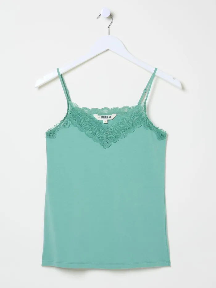 Fat Face Pyjamas and Nightwear Green VNeck Lace Vest 8211 Women