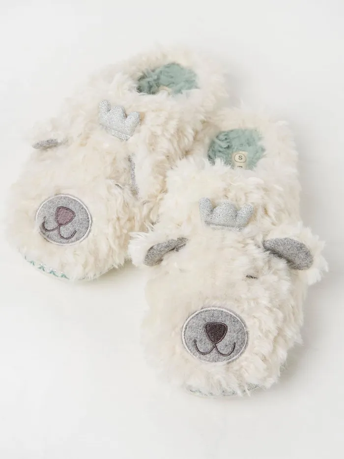 Fat Face Pyjamas and Nightwear Poppy White Polar Bear Slippers 8211 Women