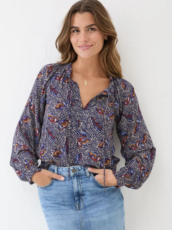 Fat Face Shirts and Blouses Dark Navy Lil Print Blouse 8211 Women