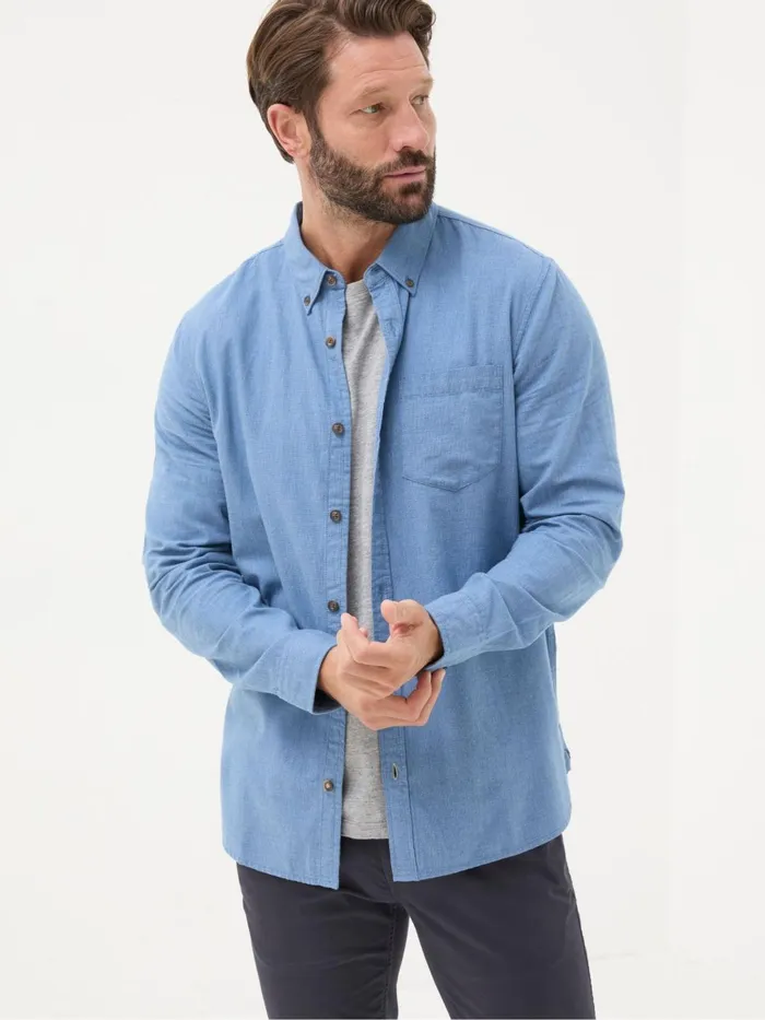 Fat Face Shirts Light Blue Long Sleeve Tadlow Shirt 8211 Men