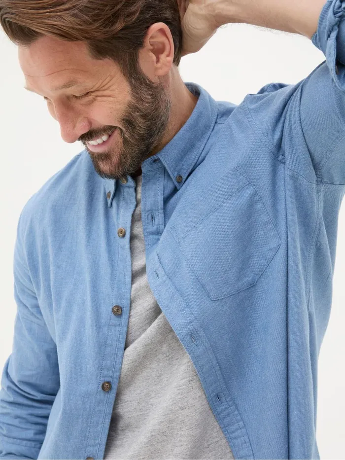 Fat Face Shirts Light Blue Long Sleeve Tadlow Shirt 8211 Men