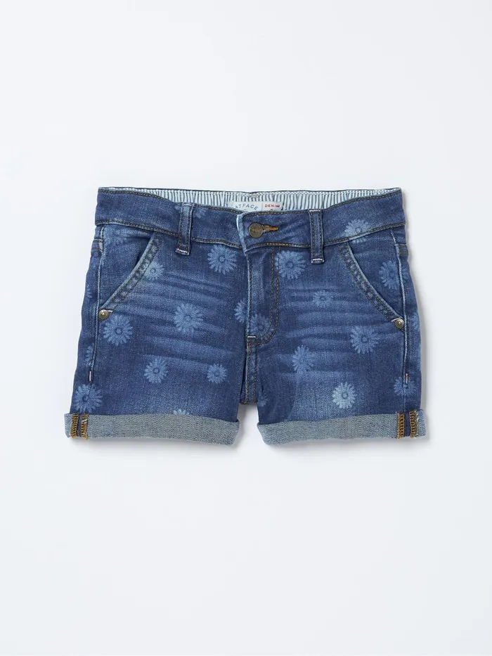 Fat Face Shorts Blue Laser Print Denim Shorts 8211 Kids