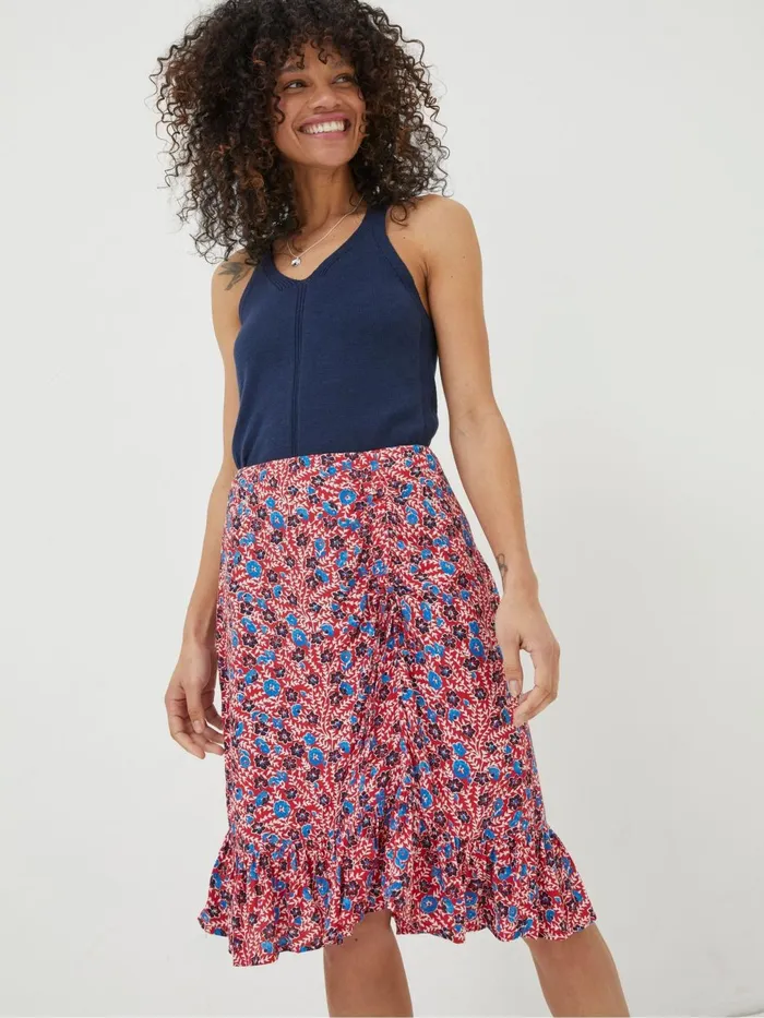 Fat Face Skirts Red Cece Woodblock Meadow Skirt 8211 Women