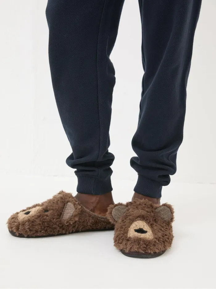 Fat Face Slippers Brown Grizzly Bear Slippers 8211 Men