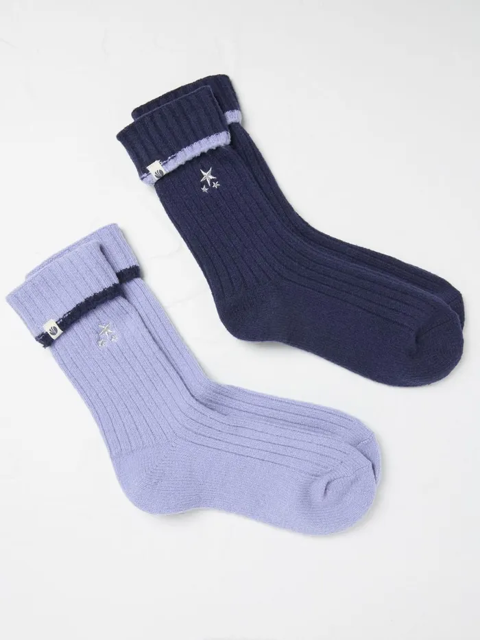Fat Face Socks and Tights Blue 2 Pairs Of Star Embroidered Cosy Socks 8211 Women Fat Face Socks and Tights Blue 2 Pairs Of Star Embroidered Cosy Socks 8211 Women