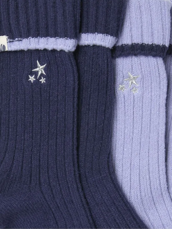 Fat Face Socks and Tights Blue 2 Pairs Of Star Embroidered Cosy Socks 8211 Women