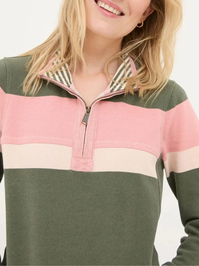 Fat Face Sweatshirts and Hoodies Airlie Olive and Pink Striped Sweat Top 8211 Women