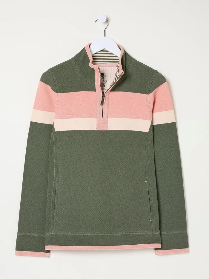 Fat Face Sweatshirts and Hoodies Airlie Olive and Pink Striped Sweat Top 8211 Women