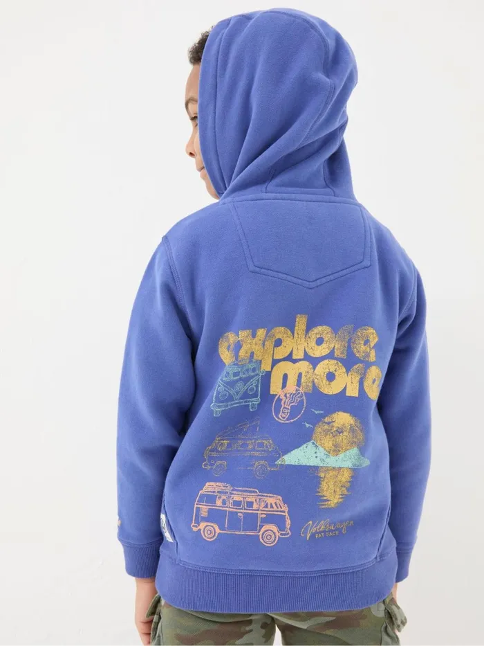 Fat Face Sweatshirts and Hoodies Blue Graphic Popover Hoodie 8211 Kids