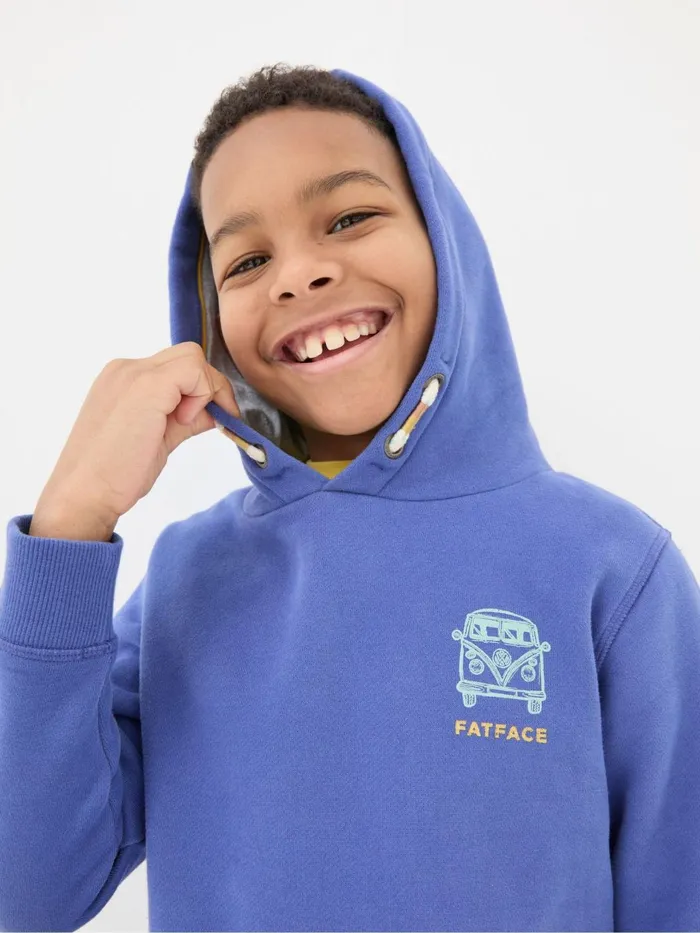 Fat Face Sweatshirts and Hoodies Blue Graphic Popover Hoodie 8211 Kids