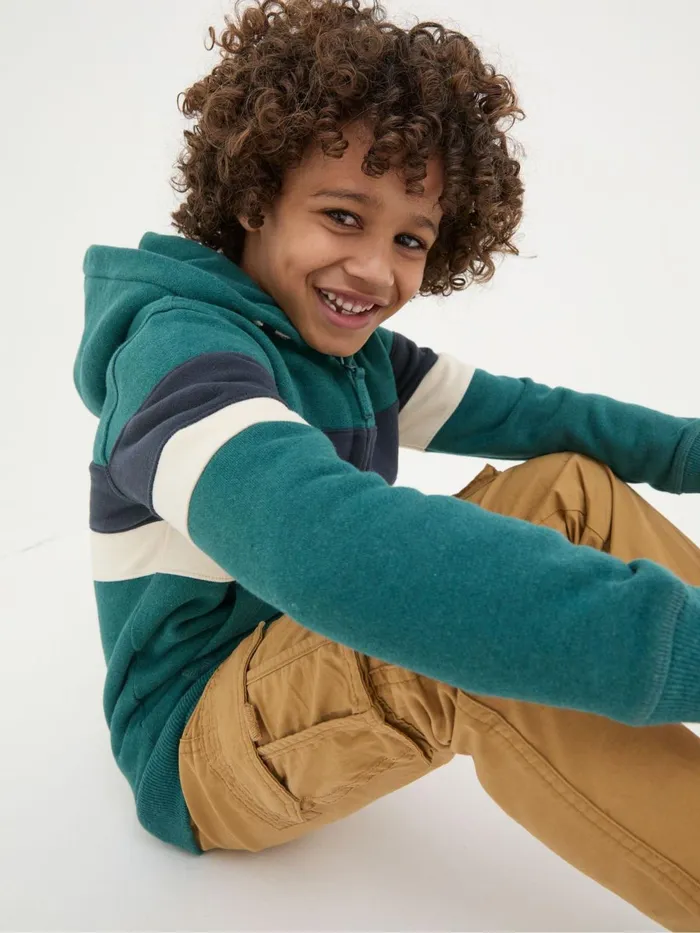 Fat Face Sweatshirts and Hoodies Colourblock Zip Thru Green Colourblock Zip Through Hoodie 8211 Kids