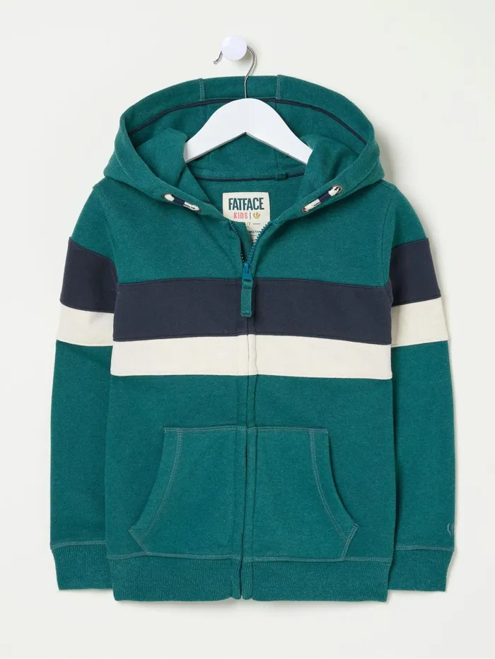 Fat Face Sweatshirts and Hoodies Colourblock Zip Thru Green Colourblock Zip Through Hoodie 8211 Kids
