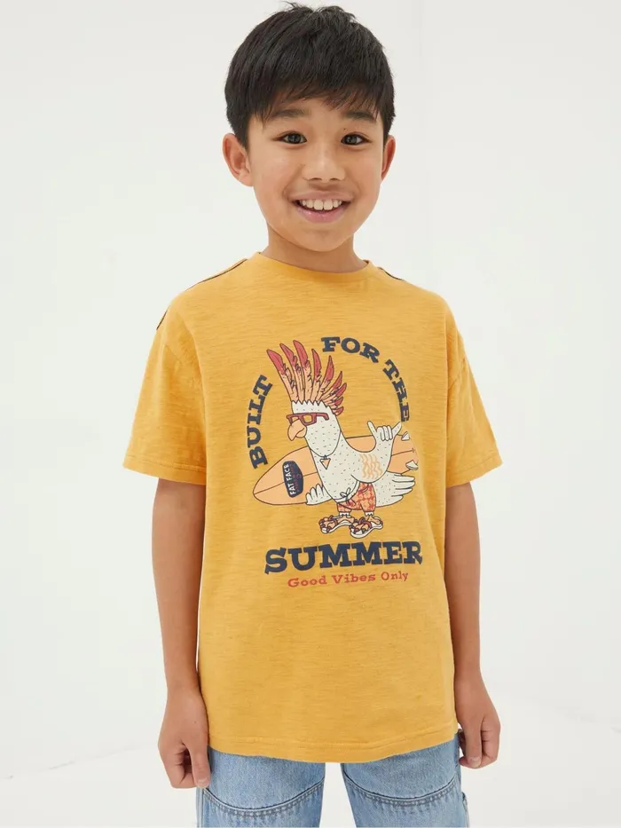 Fat Face TShirts and Polos Yellow Built For Summer Jersey TShirt 8211 Kids