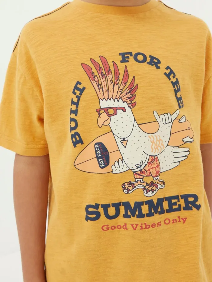 Fat Face TShirts and Polos Yellow Built For Summer Jersey TShirt 8211 Kids
