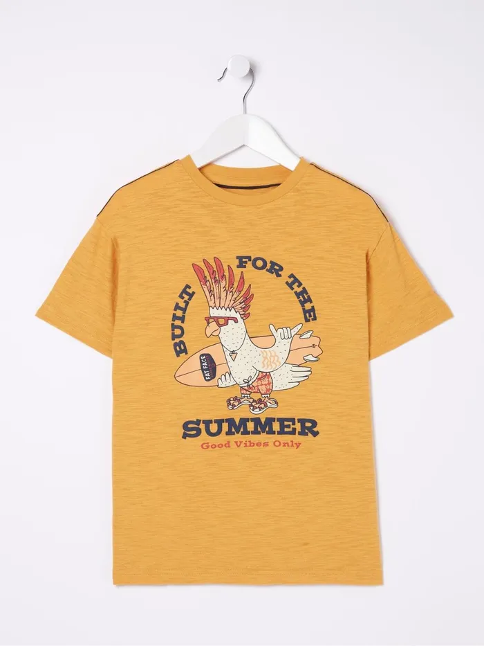 Fat Face TShirts and Polos Yellow Built For Summer Jersey TShirt 8211 Kids