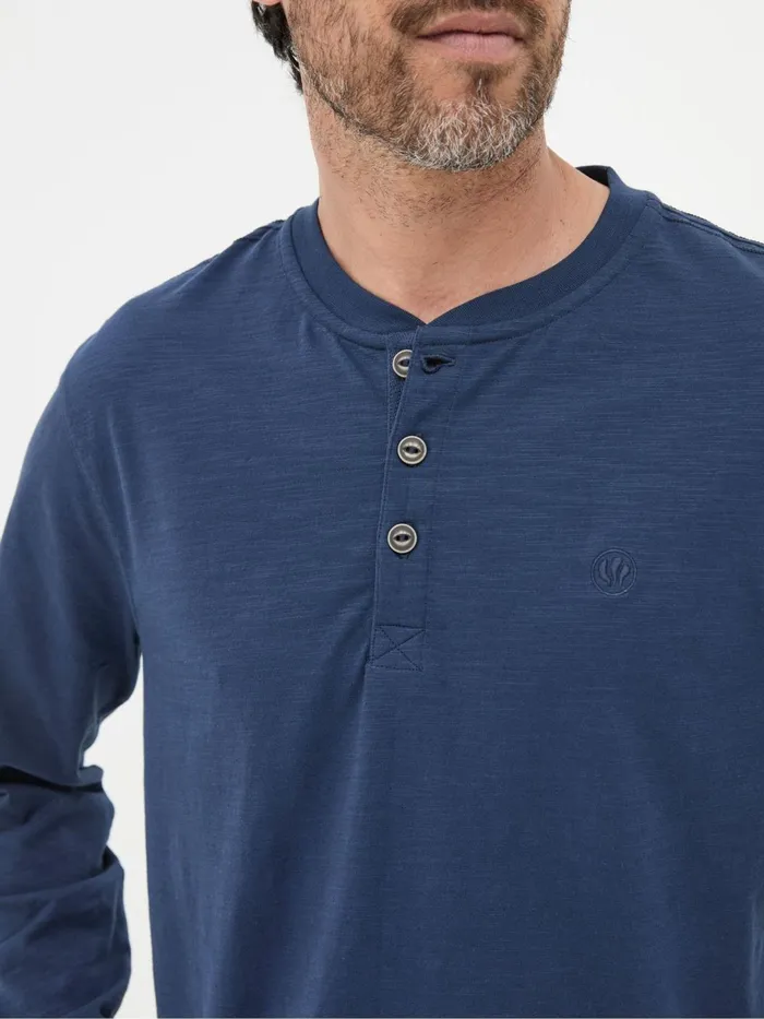 Fat Face TShirts Woodside Navy Blue Long Sleeve Henley T Shirt 8211 Men