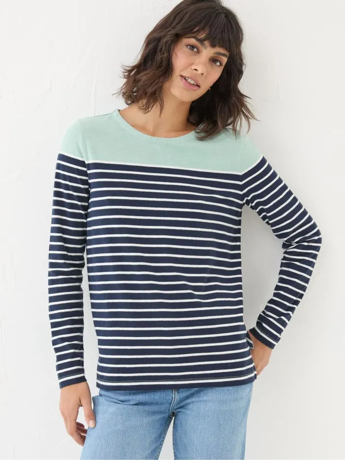 Fat Face Tops and TShirts Bex Blue Stripe Button Back Top 8211 Women