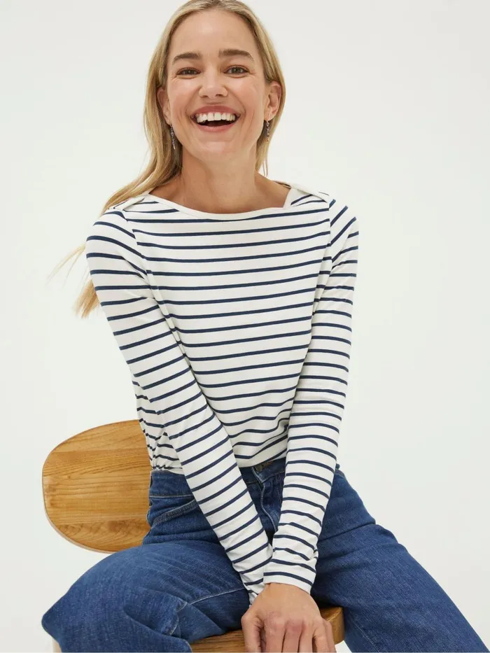 Fat Face Tops and TShirts Breton Cream TShirt 8211 Women