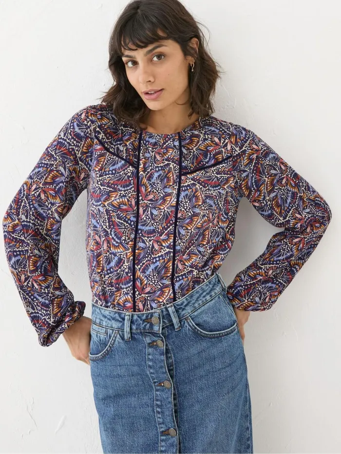 Fat Face Tops and TShirts Charlee Black Butterfly Top 8211 Women