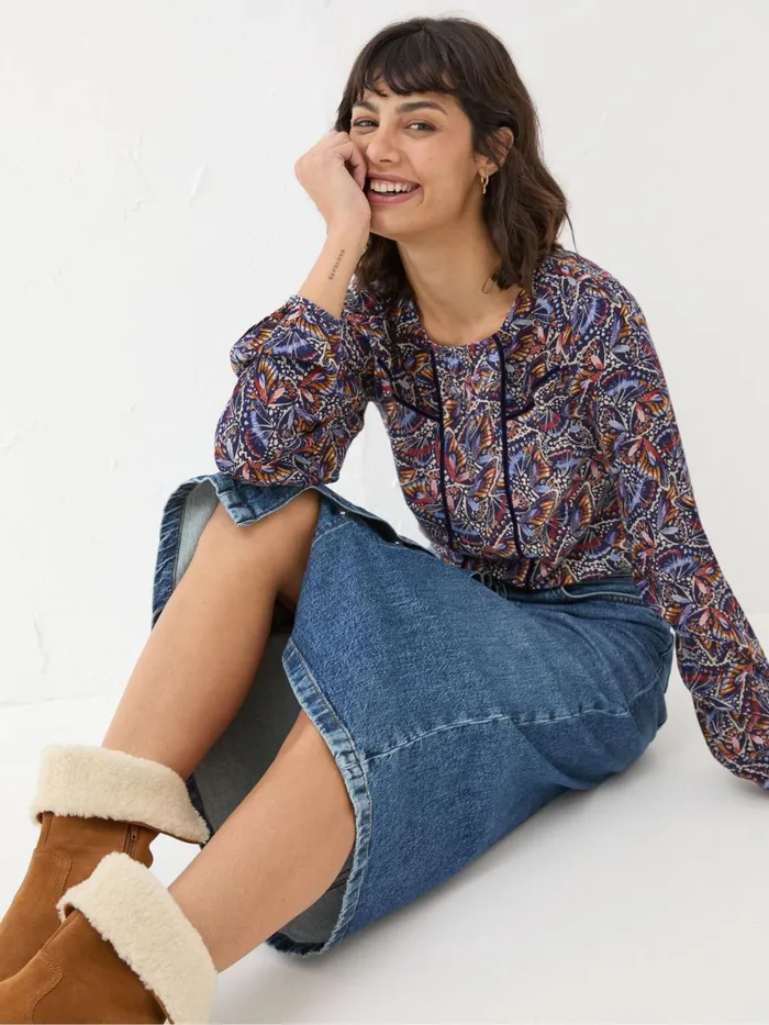 Fat Face Tops and TShirts Charlee Black Butterfly Top 8211 Women