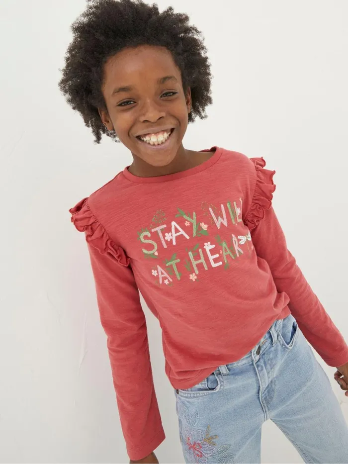 Fat Face Tops and TShirts Red Wild At Heart Graphic TShirt 8211 Kids