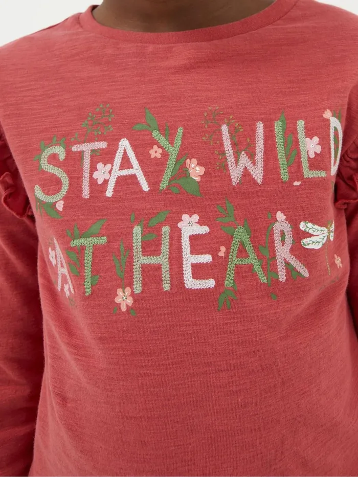 Fat Face Tops and TShirts Red Wild At Heart Graphic TShirt 8211 Kids