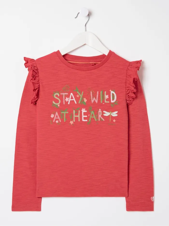 Fat Face Tops and TShirts Red Wild At Heart Graphic TShirt 8211 Kids