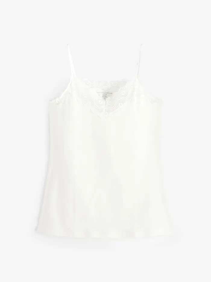 Fat Face Tops and TShirts White VNeck Lace Camisole 8211 Women
