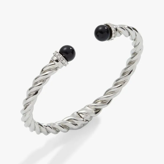 Fine Jewelry Women Alex And Ani Black Onyx Hinge Bangle Stainless Steel Silver Fine Jewelry Women Alex And Ani Black Onyx Hinge Bangle Stainless Steel Silver