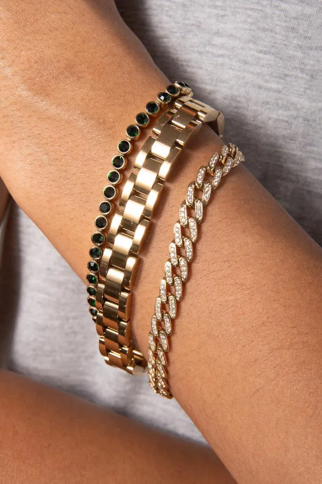 Fine Jewelry Women Alex And Ani Chunky Watch Strap Bracelet Stainless Steel Gold