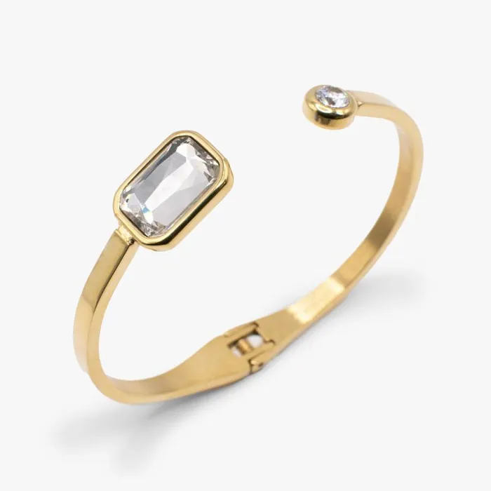 Fine Jewelry Women Alex And Ani Emerald Cut Crystal Hinge Cuff Bracelet Stainless Steel Gold Fine Jewelry Women Alex And Ani Emerald Cut Crystal Hinge Cuff Bracelet Stainless Steel Gold