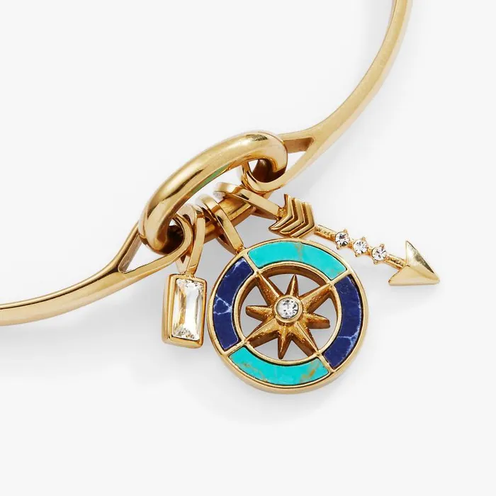 Fine Jewelry Women Alex And Ani New Beginnings Trio Interchangeable Charm Bracelet Stainless Steel Gold